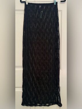 Black Lace Maxi Skirt - Women's Elegant Overlay sz M